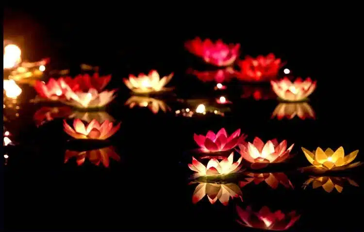 10pcs Multicolor silk lotus lantern light floating candles pool decorations Wishing light birthday wedding party decoration 20