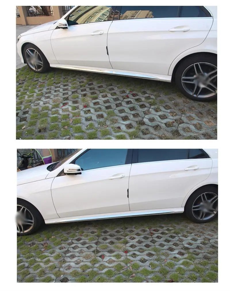 valge auto külgvaade koos uksekaunistustega