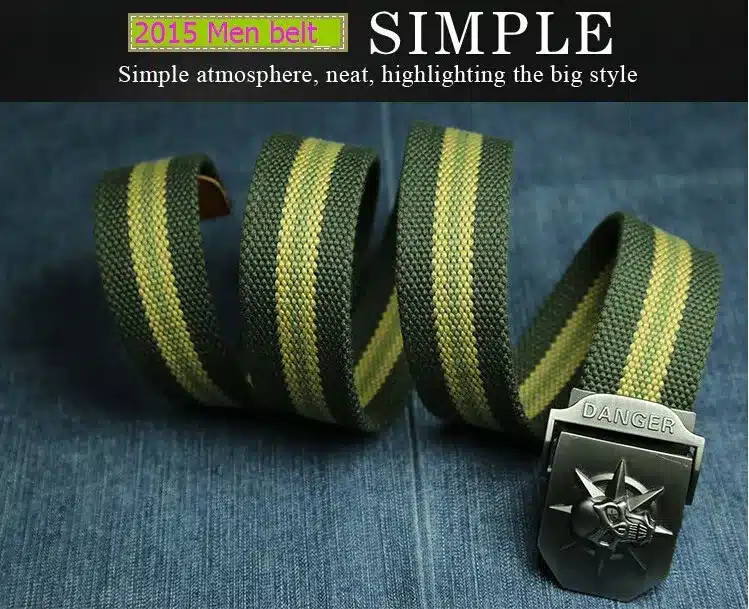 Fashion men's Canvas belt skull Metal tactics woven belt canvas belt Casual pants Cool wild gift for men belts Skull large size 12
