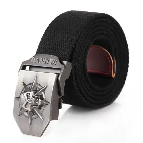Fashion men's Canvas belt skull Metal tactics woven belt canvas belt Casual pants Cool wild gift for men belts Skull large size 18