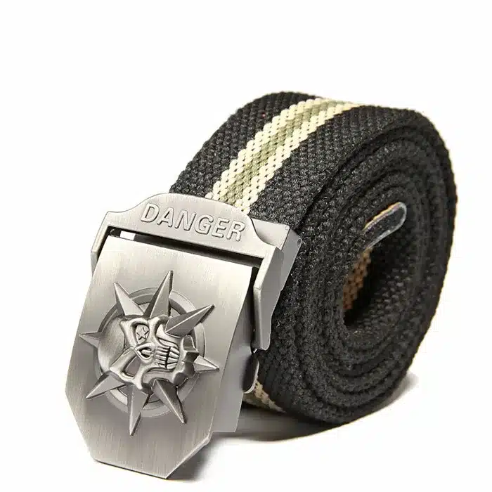 Fashion men's Canvas belt skull Metal tactics woven belt canvas belt Casual pants Cool wild gift for men belts Skull large size 21