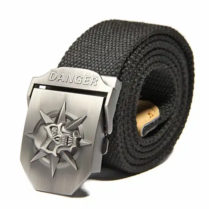 Fashion men's Canvas belt skull Metal tactics woven belt canvas belt Casual pants Cool wild gift for men belts Skull large size 22