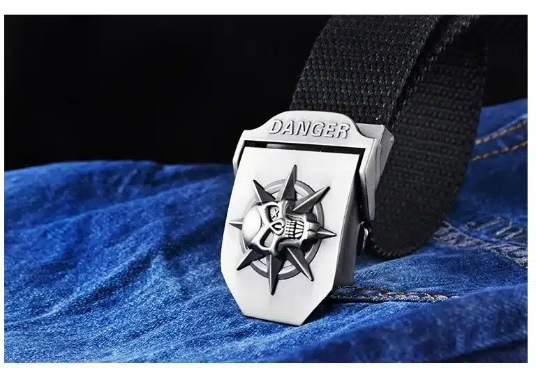 Fashion men's Canvas belt skull Metal tactics woven belt canvas belt Casual pants Cool wild gift for men belts Skull large size 30