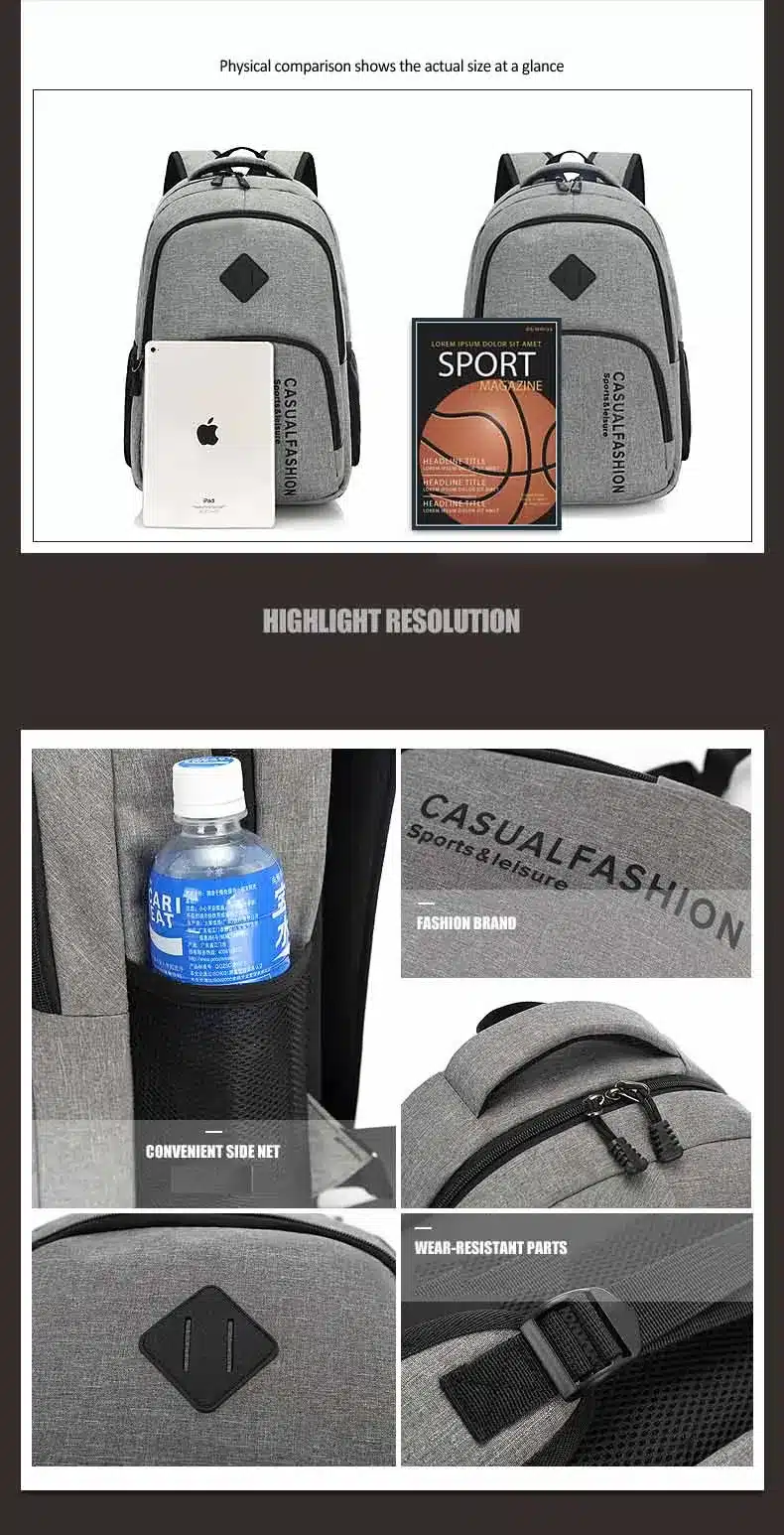 2018 New Fashion Men's Backpack Bag Male Canvas Laptop Backpack Computer Bag high school student college student bag male 19