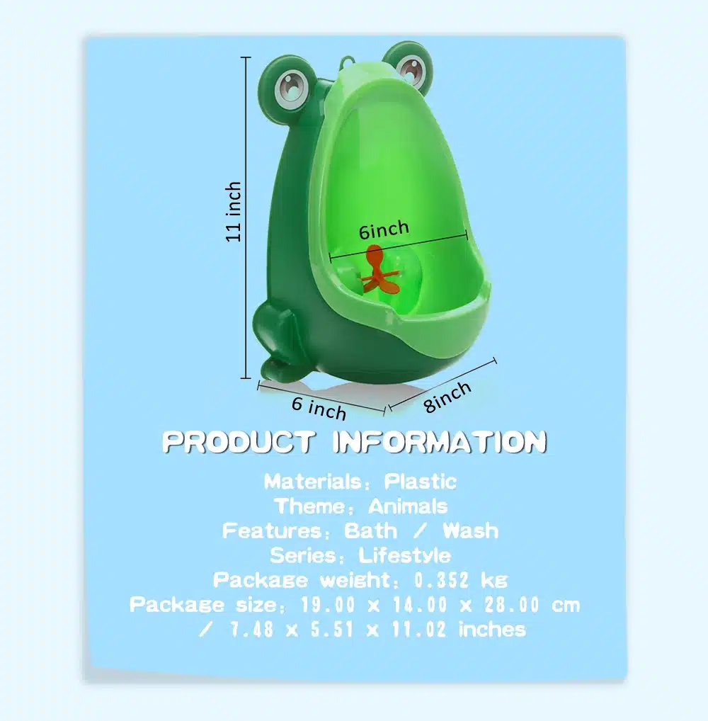 4 Color Baby Urinal Frog Shape Vertical Wall-Mounted Pee Convenient Cute Animal Boy's Potty Urinal Standing Toilet Boy Xmas Gift 11