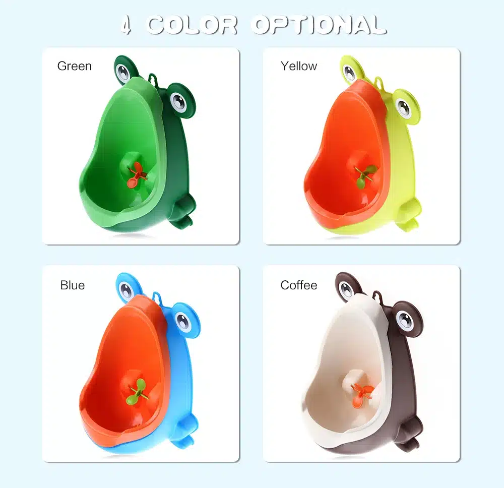 4 Color Baby Urinal Frog Shape Vertical Wall-Mounted Pee Convenient Cute Animal Boy's Potty Urinal Standing Toilet Boy Xmas Gift 12