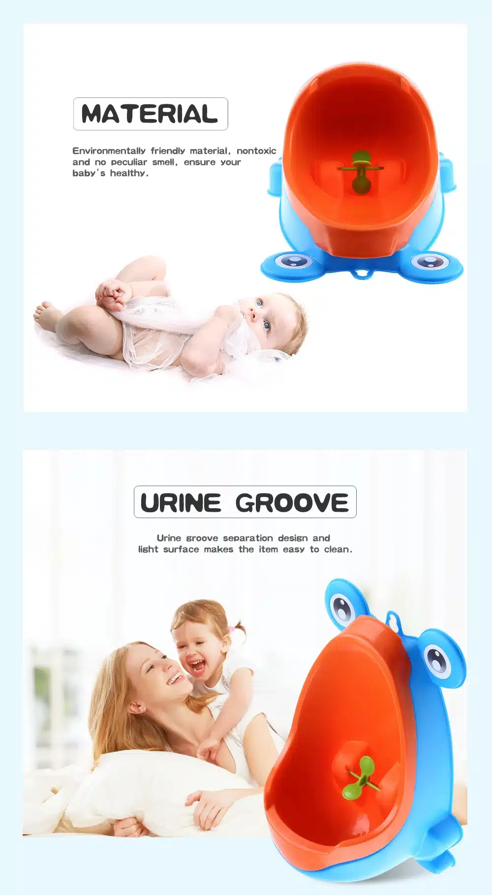4 Color Baby Urinal Frog Shape Vertical Wall-Mounted Pee Convenient Cute Animal Boy's Potty Urinal Standing Toilet Boy Xmas Gift 13