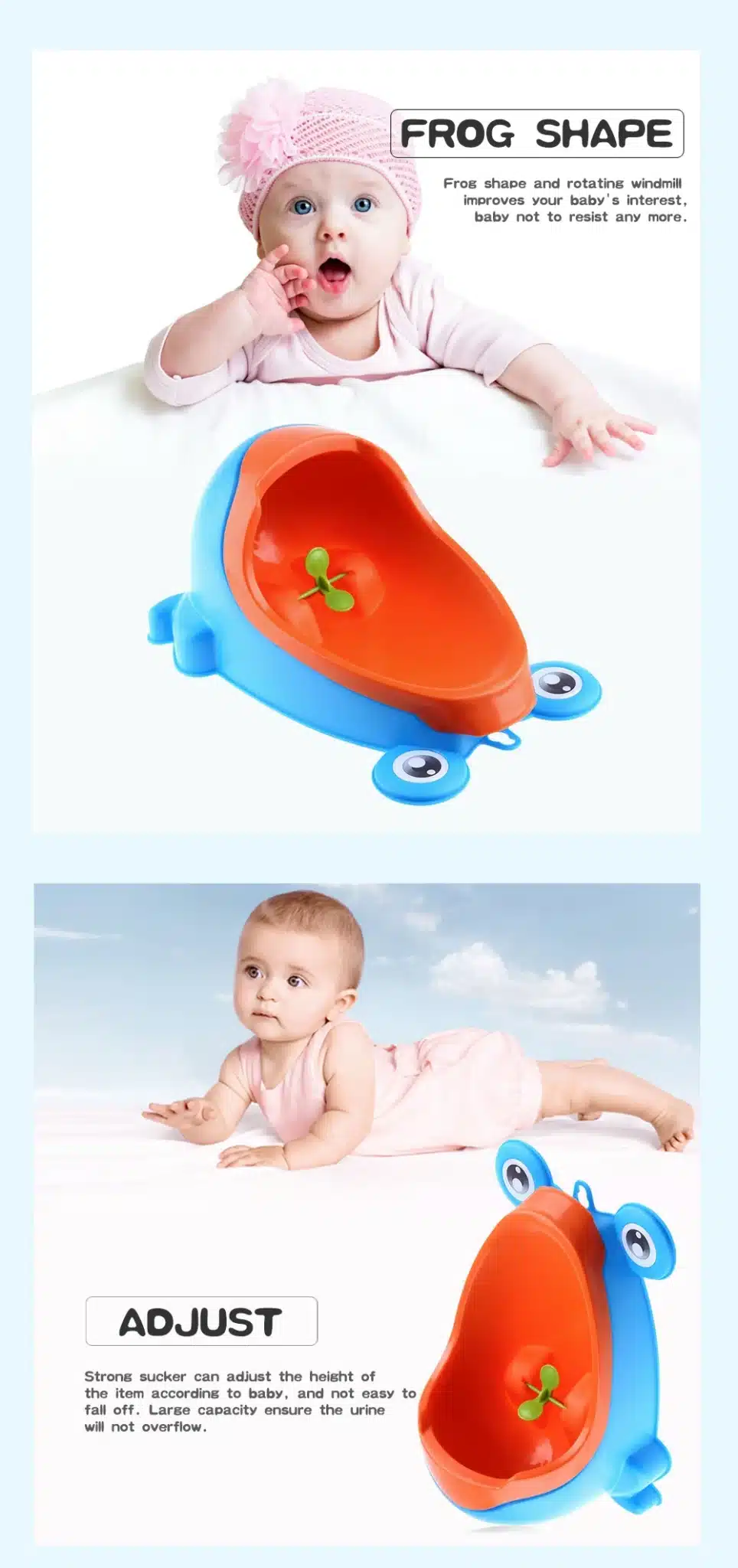 4 Color Baby Urinal Frog Shape Vertical Wall-Mounted Pee Convenient Cute Animal Boy's Potty Urinal Standing Toilet Boy Xmas Gift 14