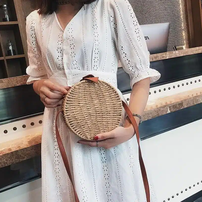 Women Summer Rattan Bag 2019 Round Straw Bags Handmade Woven Beach Cross Body Bag Circle Bohemia Handbag Bali Box Dropshipping 13