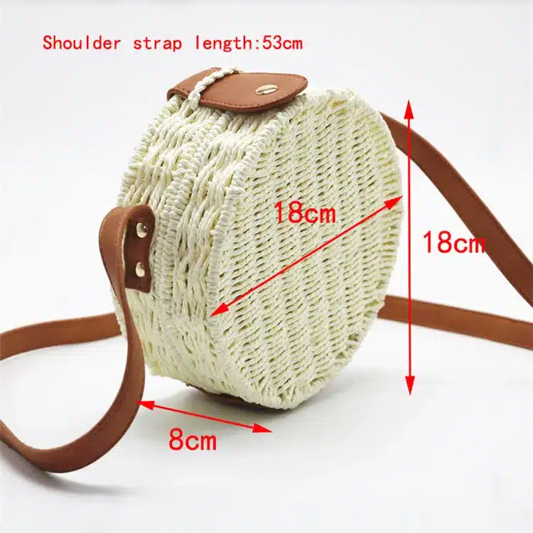 Women Summer Rattan Bag 2019 Round Straw Bags Handmade Woven Beach Cross Body Bag Circle Bohemia Handbag Bali Box Dropshipping 14