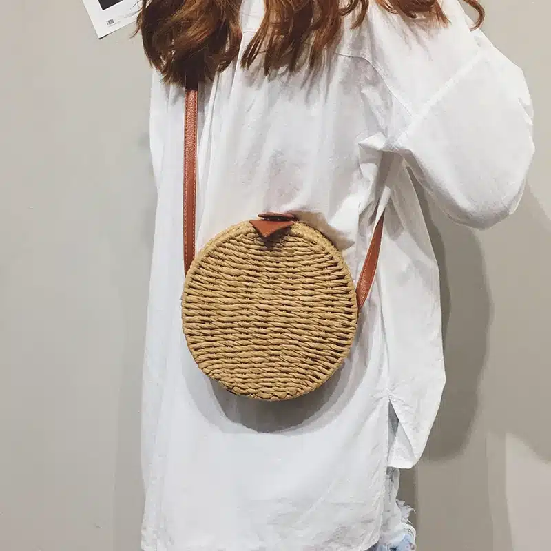 Women Summer Rattan Bag 2019 Round Straw Bags Handmade Woven Beach Cross Body Bag Circle Bohemia Handbag Bali Box Dropshipping 22