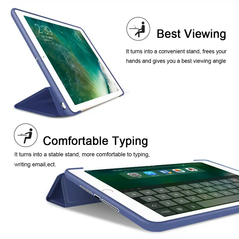 For New iPad 2017 iPad 9.7 Inch Case,Ultra Slim Lightweight Smart Case Trifold Cover Stand with Flexible Soft TPU Back Cover 6