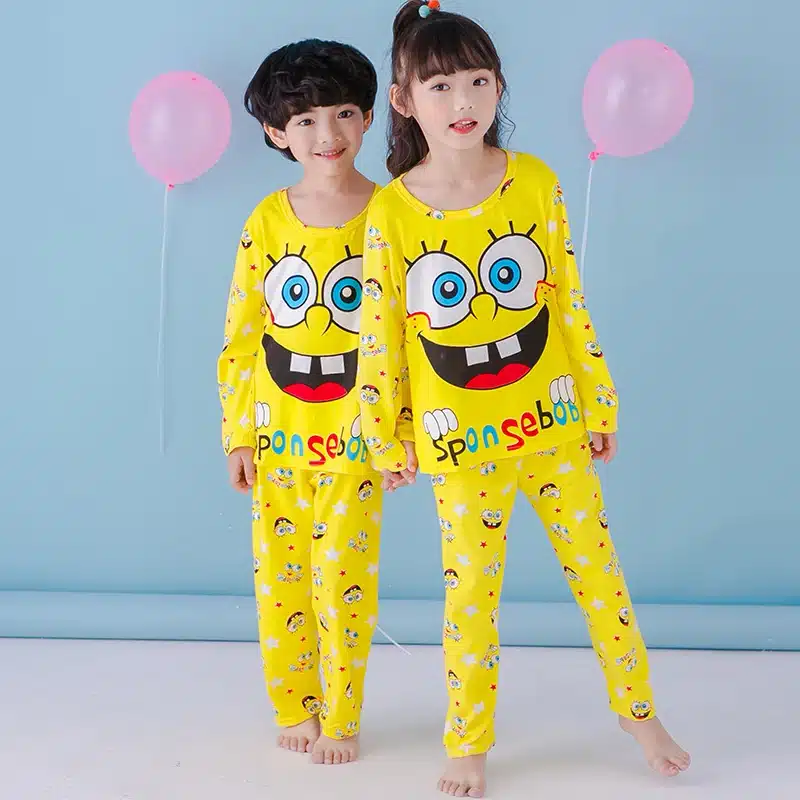 2018 spring and autumn children's boys and girls kids clothing cartoon suit pajamas long-sleeved round neck home service 3