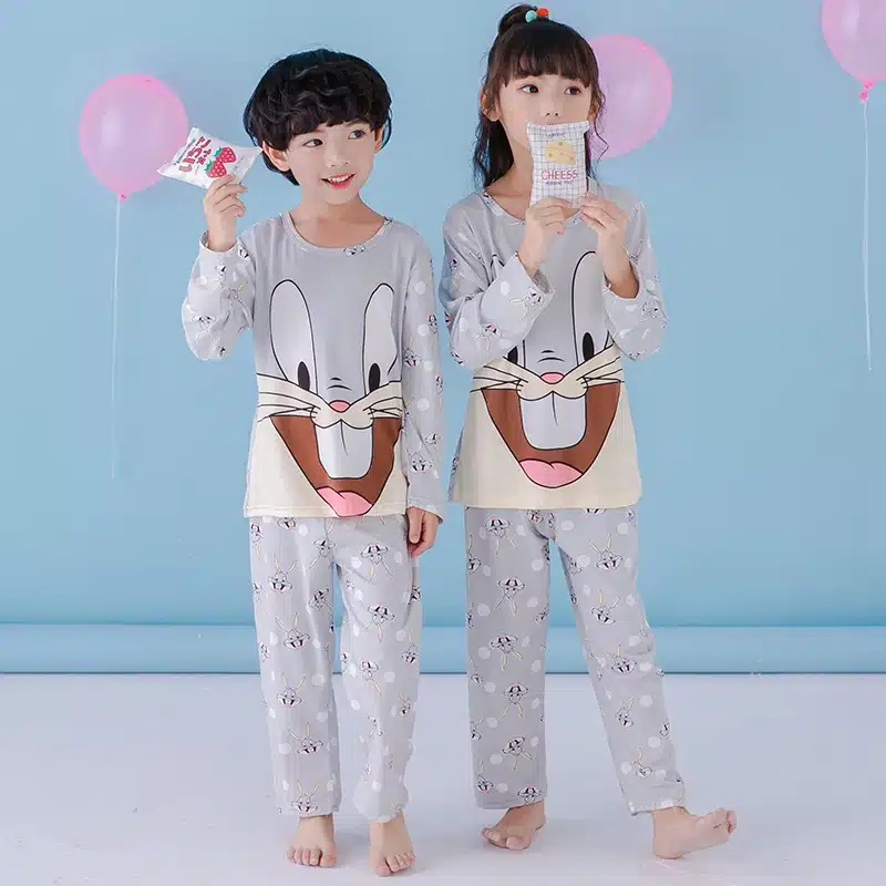 2018 spring and autumn children's boys and girls kids clothing cartoon suit pajamas long-sleeved round neck home service 5