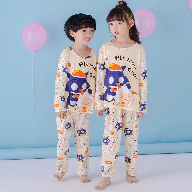 2018 spring and autumn children's boys and girls kids clothing cartoon suit pajamas long-sleeved round neck home service 7