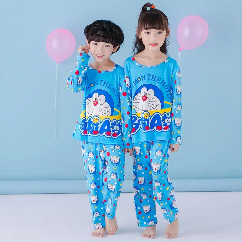 2018 spring and autumn children's boys and girls kids clothing cartoon suit pajamas long-sleeved round neck home service 9