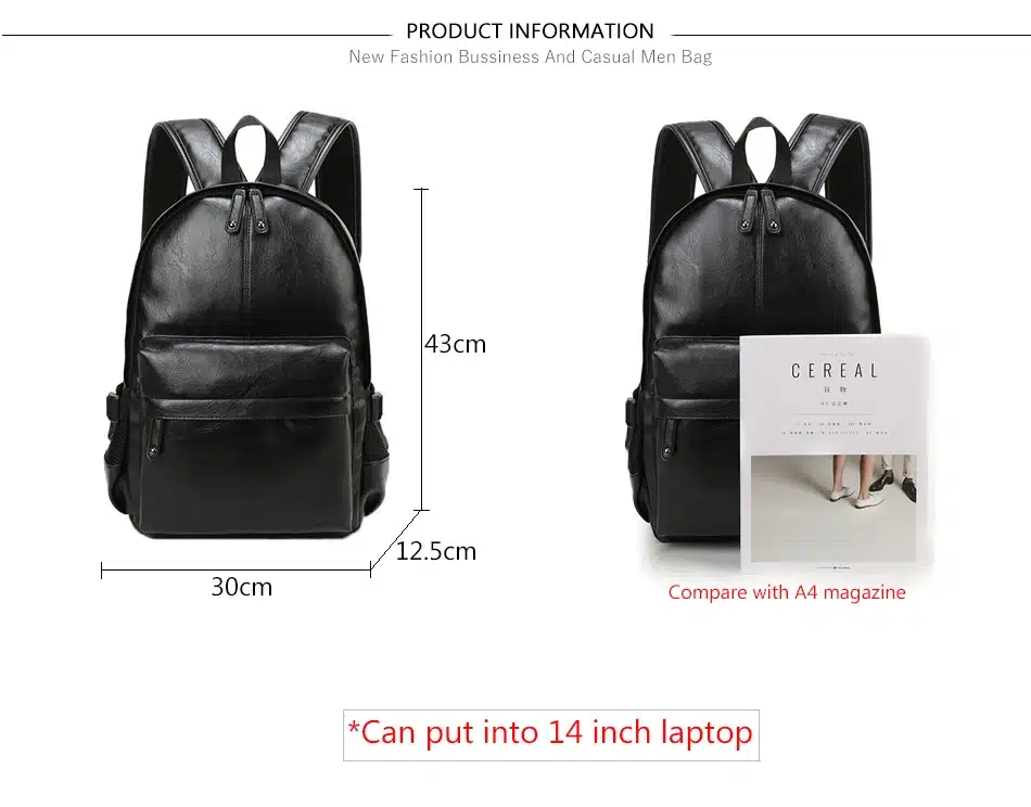 VORMOR Brand Preppy Style Leather School Backpack Bag For College Simple Design Men Casual Daypacks mochila male New 6