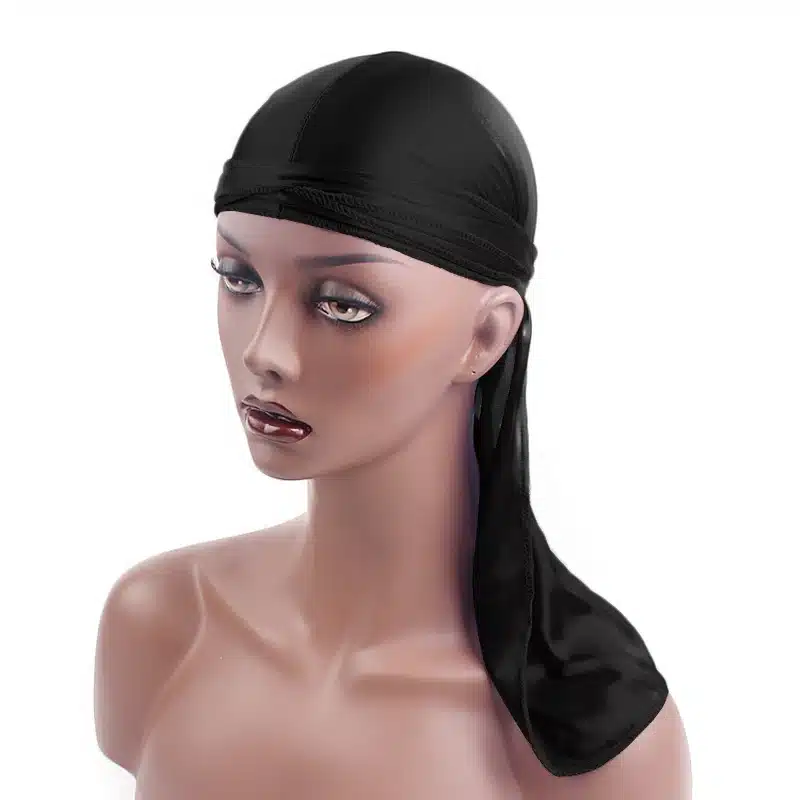 New Unisex Long Silk Soft Satin Breathable Bandana Turban Hat Wigs Doo Durag Biker Headwear Pirate Hat Men Hair Accessories 56