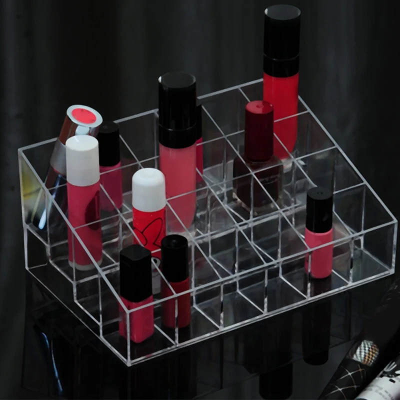 24 Grid Acrylic Makeup Organizer Storage Box Cosmetic Box Lipstick Jewelry Box Case Holder Display Stand make up organizer 11