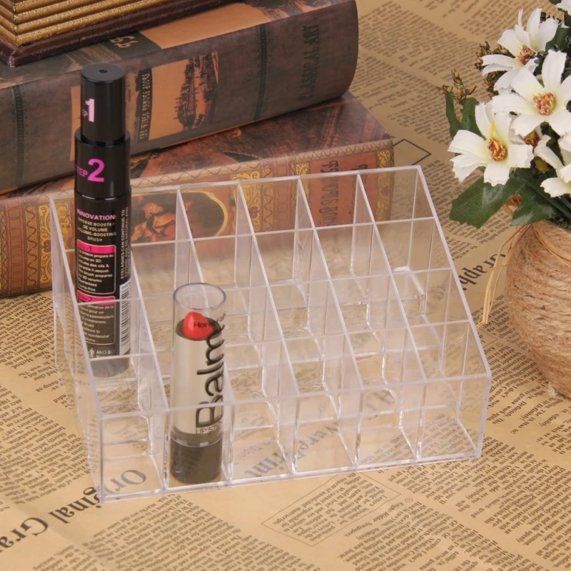 24 Grid Acrylic Makeup Organizer Storage Box Cosmetic Box Lipstick Jewelry Box Case Holder Display Stand make up organizer 12