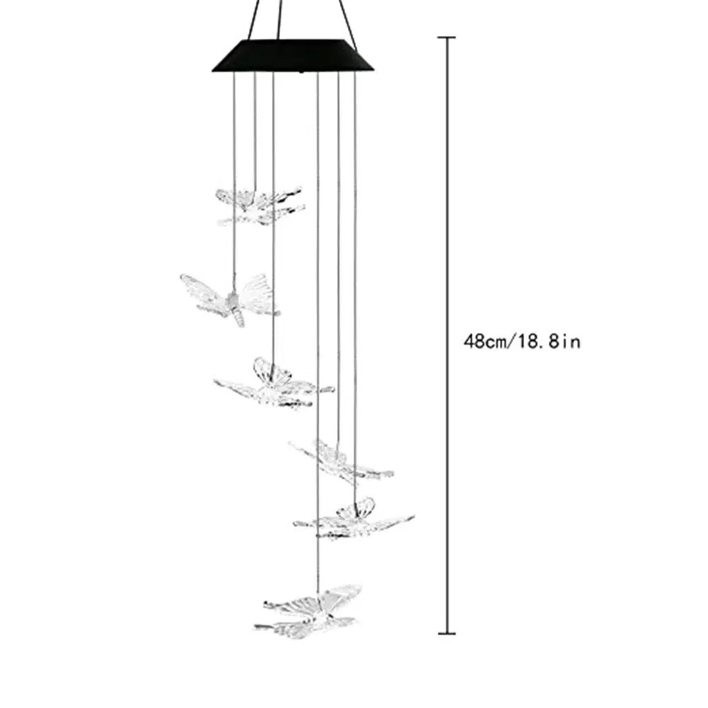 Color Changing LED Solar Wind Chime Light Home Garden Light Outdoor Waterproof For Garden Decoration Butterfly Modern Art Decor 32
