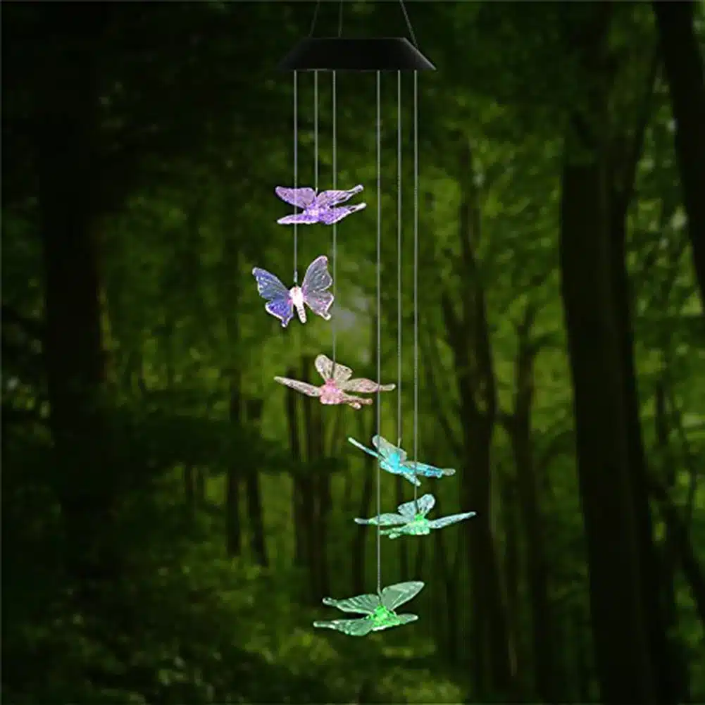Color Changing LED Solar Wind Chime Light Home Garden Light Outdoor Waterproof For Garden Decoration Butterfly Modern Art Decor 41