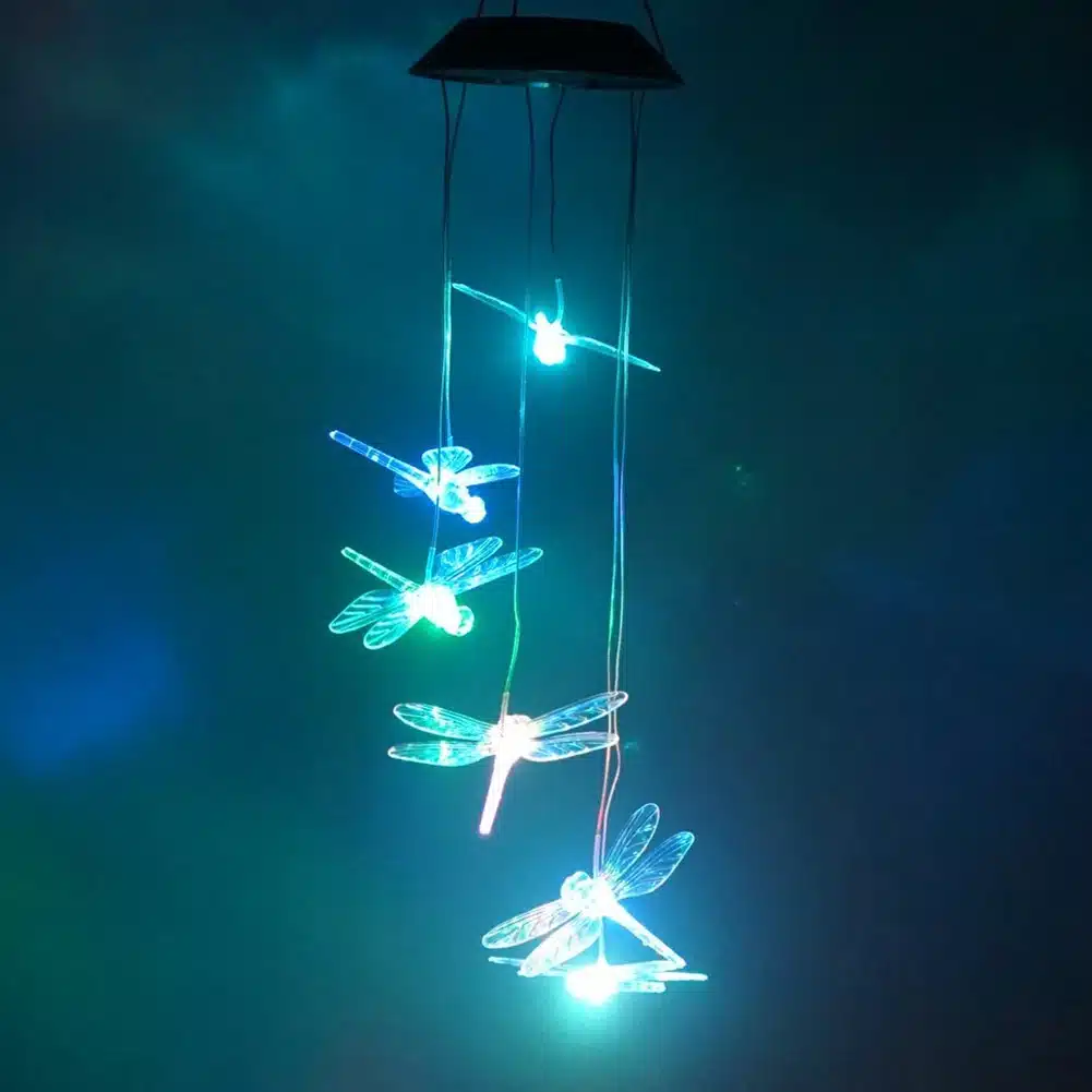 Color Changing LED Solar Wind Chime Light Home Garden Light Outdoor Waterproof For Garden Decoration Butterfly Modern Art Decor 45