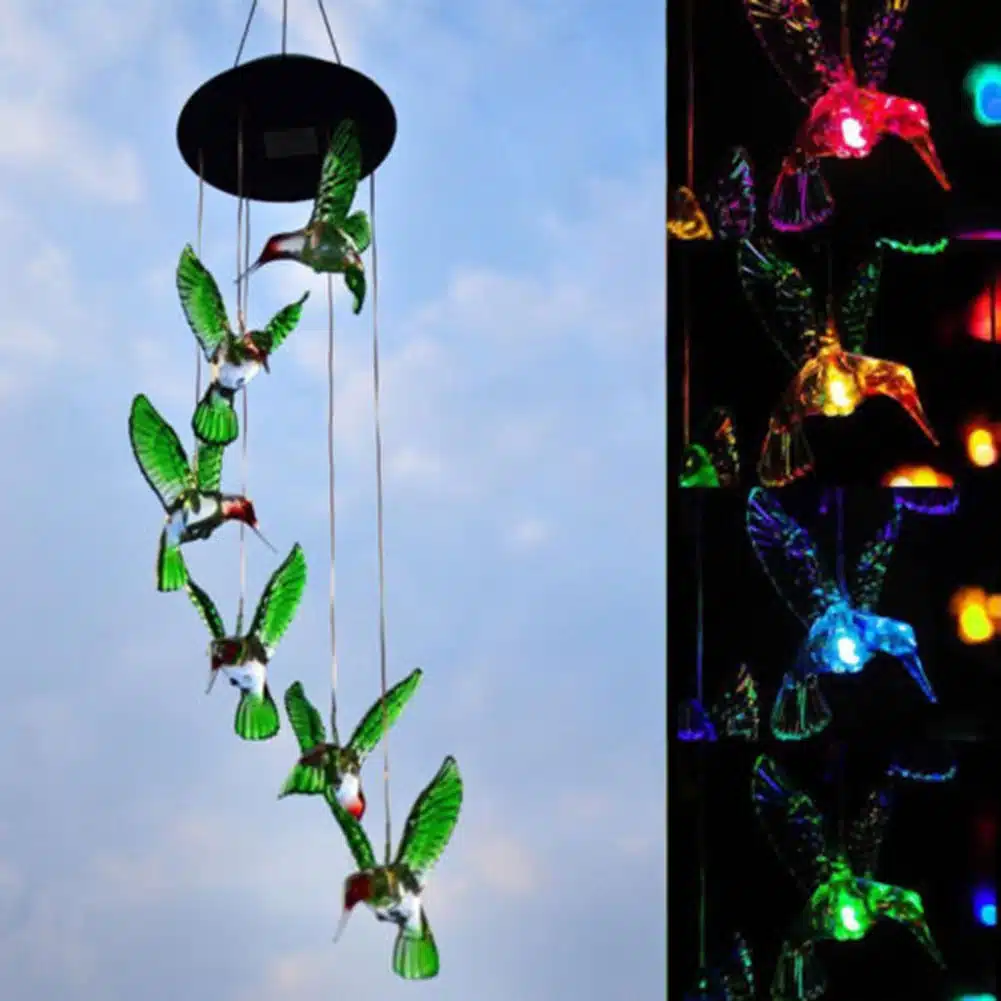 Color Changing LED Solar Wind Chime Light Home Garden Light Outdoor Waterproof For Garden Decoration Butterfly Modern Art Decor 46
