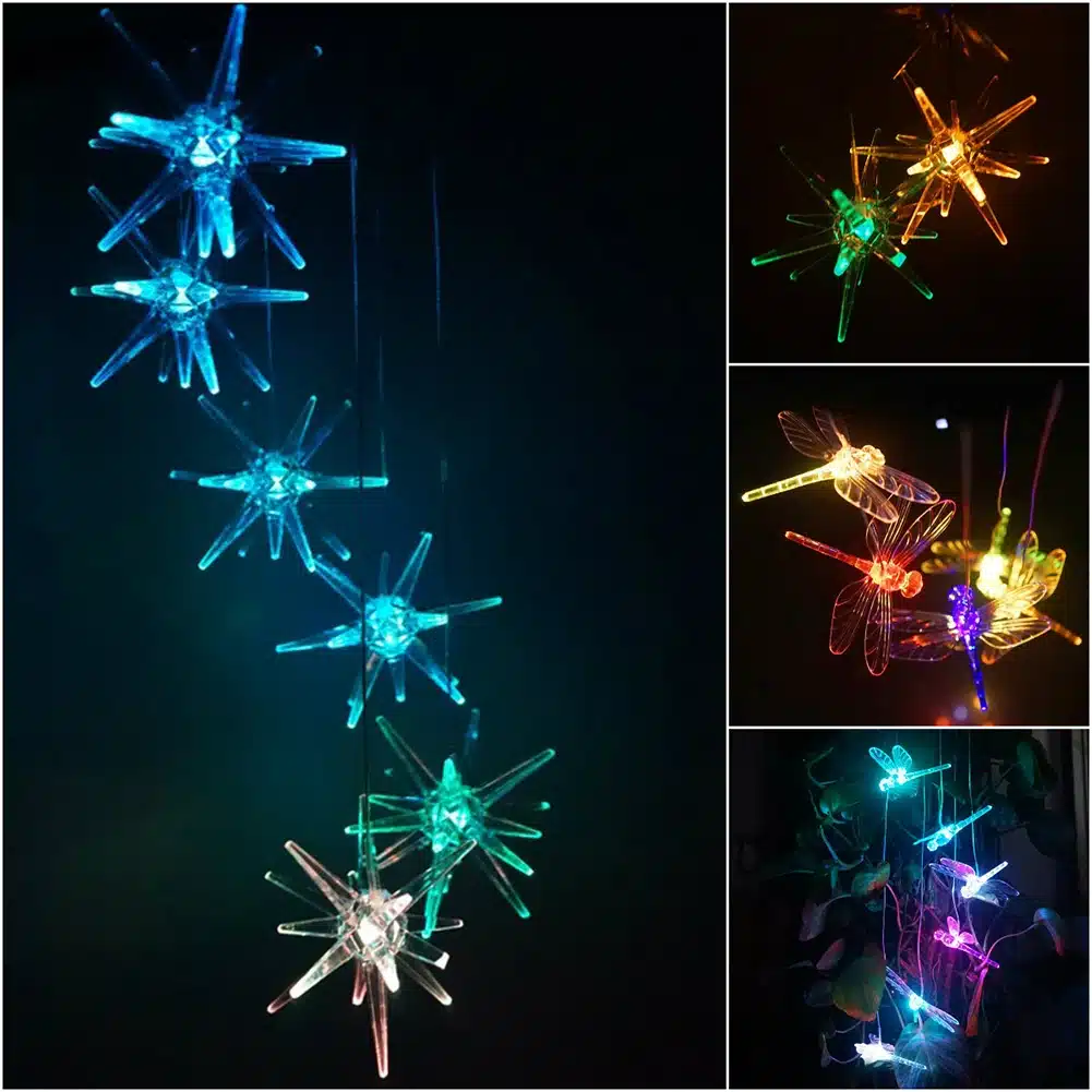 Color Changing LED Solar Wind Chime Light Home Garden Light Outdoor Waterproof For Garden Decoration Butterfly Modern Art Decor 48