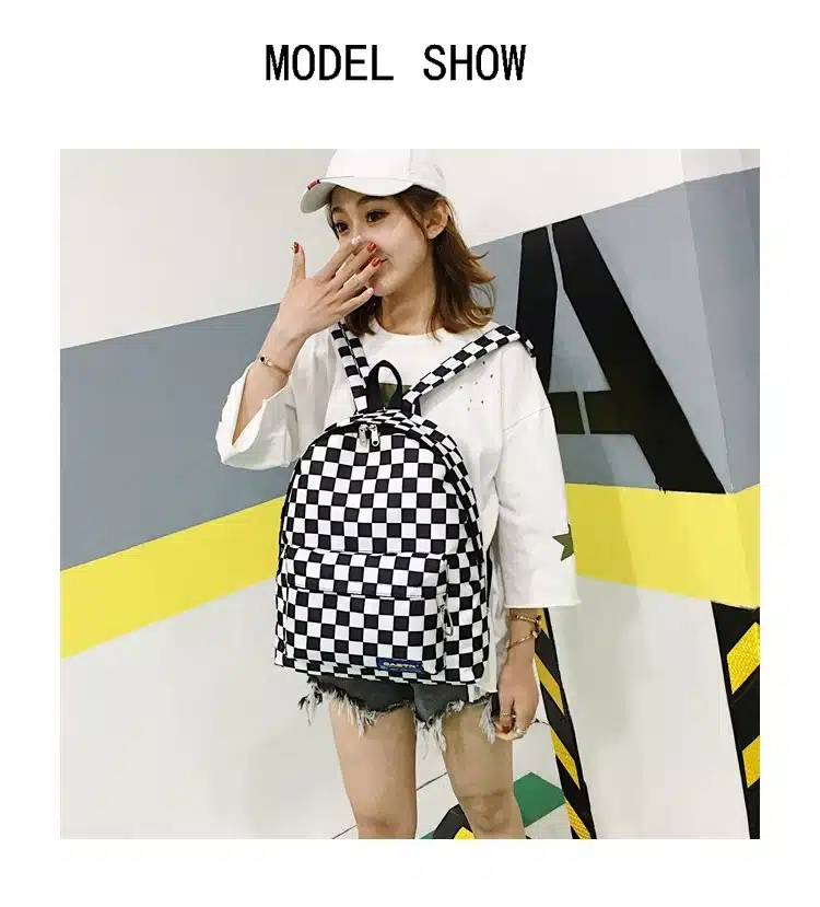 2019 Unisex Plaid Nylon Female Travel Daypack Laptop Backpack Book Schoolbags Feminina School Casual Rucksack Women Bag Rugzak 16
