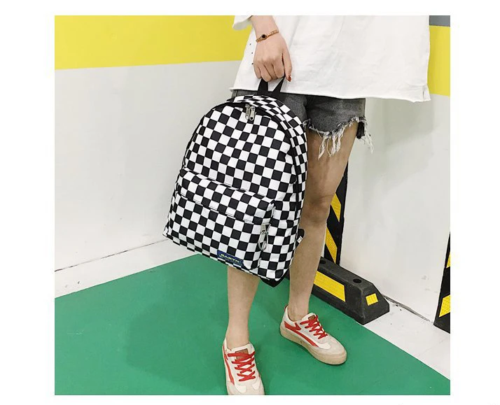 2019 Unisex Plaid Nylon Female Travel Daypack Laptop Backpack Book Schoolbags Feminina School Casual Rucksack Women Bag Rugzak 17