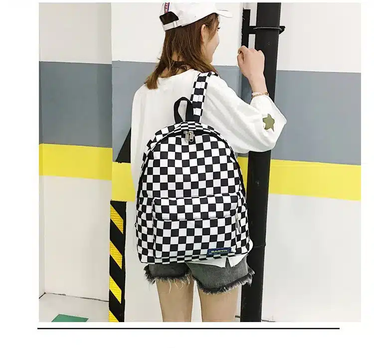 2019 Unisex Plaid Nylon Female Travel Daypack Laptop Backpack Book Schoolbags Feminina School Casual Rucksack Women Bag Rugzak 18