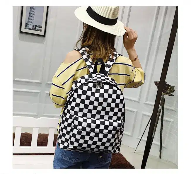 2019 Unisex Plaid Nylon Female Travel Daypack Laptop Backpack Book Schoolbags Feminina School Casual Rucksack Women Bag Rugzak 23