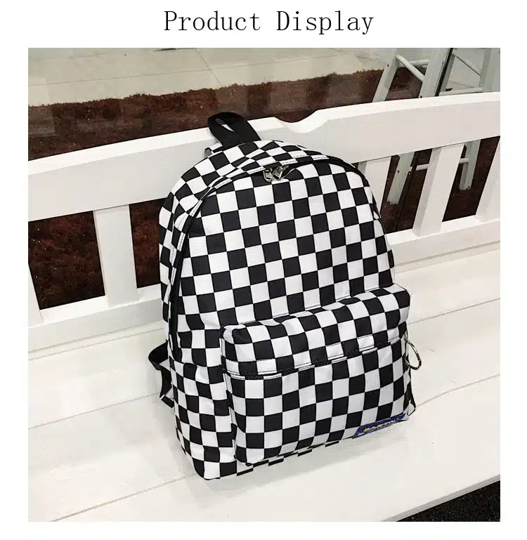 2019 Unisex Plaid Nylon Female Travel Daypack Laptop Backpack Book Schoolbags Feminina School Casual Rucksack Women Bag Rugzak 24