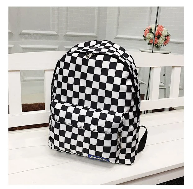 2019 Unisex Plaid Nylon Female Travel Daypack Laptop Backpack Book Schoolbags Feminina School Casual Rucksack Women Bag Rugzak 26