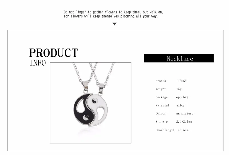 kaheosaline yin yang kaelakett hõbedase ketiga