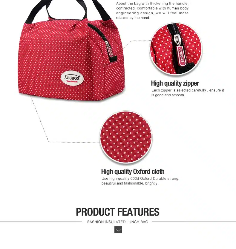 Aosbos Fashion Portable Insulated Canvas lunch Bag Thermal Food Picnic Lunch Bags for Women kids Men Cooler Lunch Box Bag Tote 7
