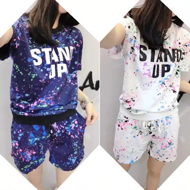 2018 New Summer Women's Sets Short Sleeve Printed T Shirt + Shorts Sweat Suits Women Tracksuits Camouflage Suit Two Piece Sets 12