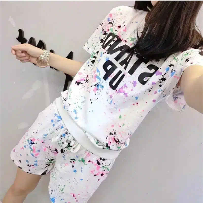 2018 New Summer Women's Sets Short Sleeve Printed T Shirt + Shorts Sweat Suits Women Tracksuits Camouflage Suit Two Piece Sets 15