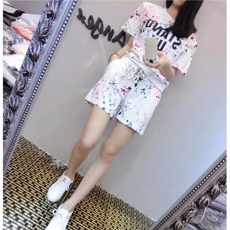 2018 New Summer Women's Sets Short Sleeve Printed T Shirt + Shorts Sweat Suits Women Tracksuits Camouflage Suit Two Piece Sets 16