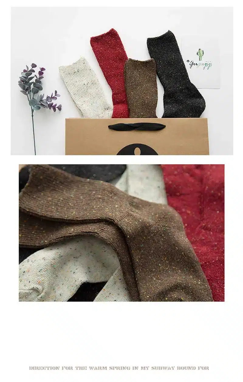 [COSPLACOOL]New fall/winter warm Some yarn design creative socks women high quality Heap heap solid color socks for women Meias 20