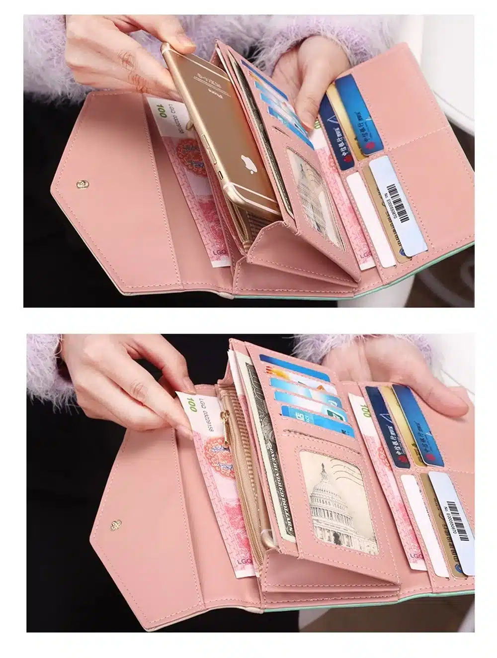 2018 New Fashion Flowers Envelope Women Wallet Hot Sale Long Leather Wallets Popular Change Purse Casual Ladies Cash Purse 8