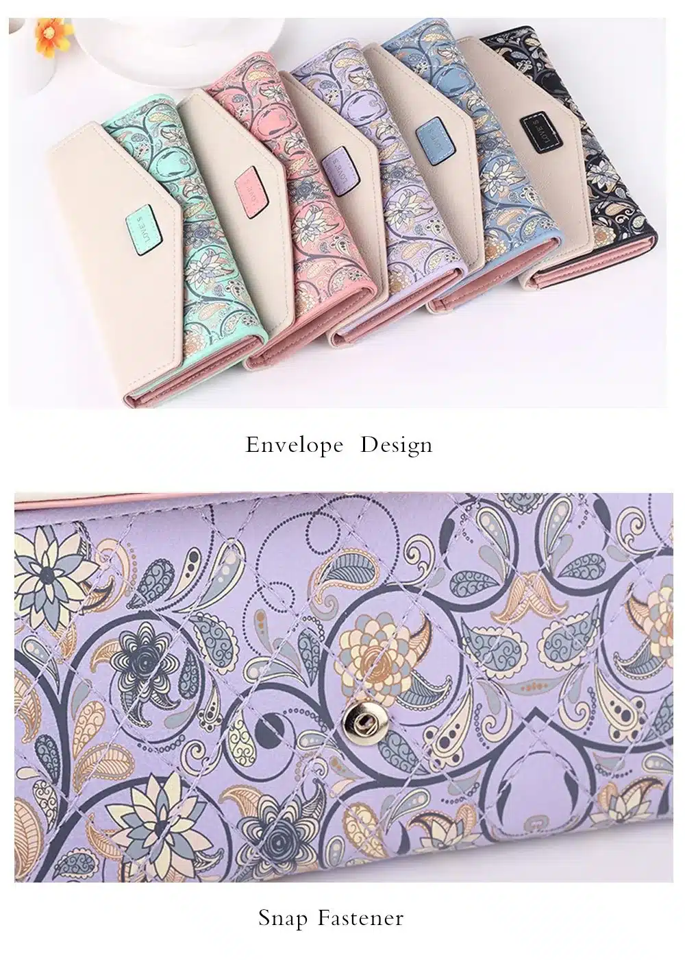 2018 New Fashion Flowers Envelope Women Wallet Hot Sale Long Leather Wallets Popular Change Purse Casual Ladies Cash Purse 11