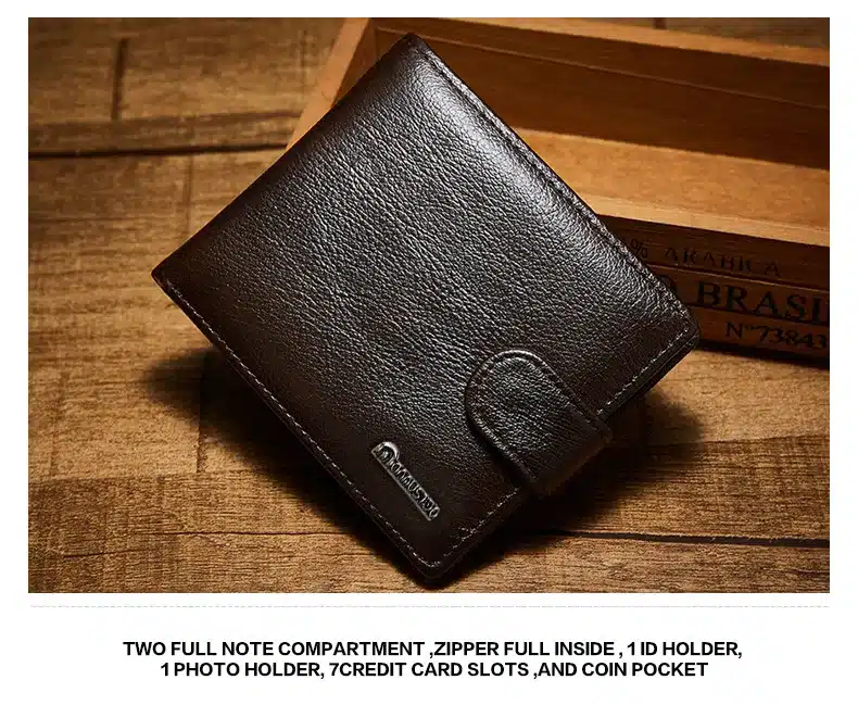 Genuine Leather Men Wallets Brand High Quality Design Wallets with Coin Pocket Purses Gift For Men Card Holder Bifold Male Purse 14
