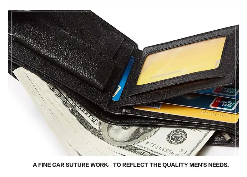 Genuine Leather Men Wallets Brand High Quality Design Wallets with Coin Pocket Purses Gift For Men Card Holder Bifold Male Purse 20