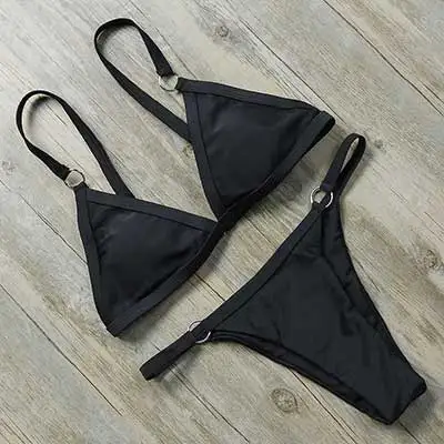 bikini push up brazilian bikini set 2019 trend adjust swimsuit women solid halter top bathing suit summer female micro swimwear 36