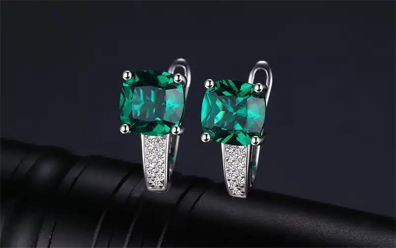JewelryPalace 8.7ct Emerald Ring Pendant Clip Earrings Jewelry Set 925 Sterling Silver Fine Jewelry 45cm Box Chain 27