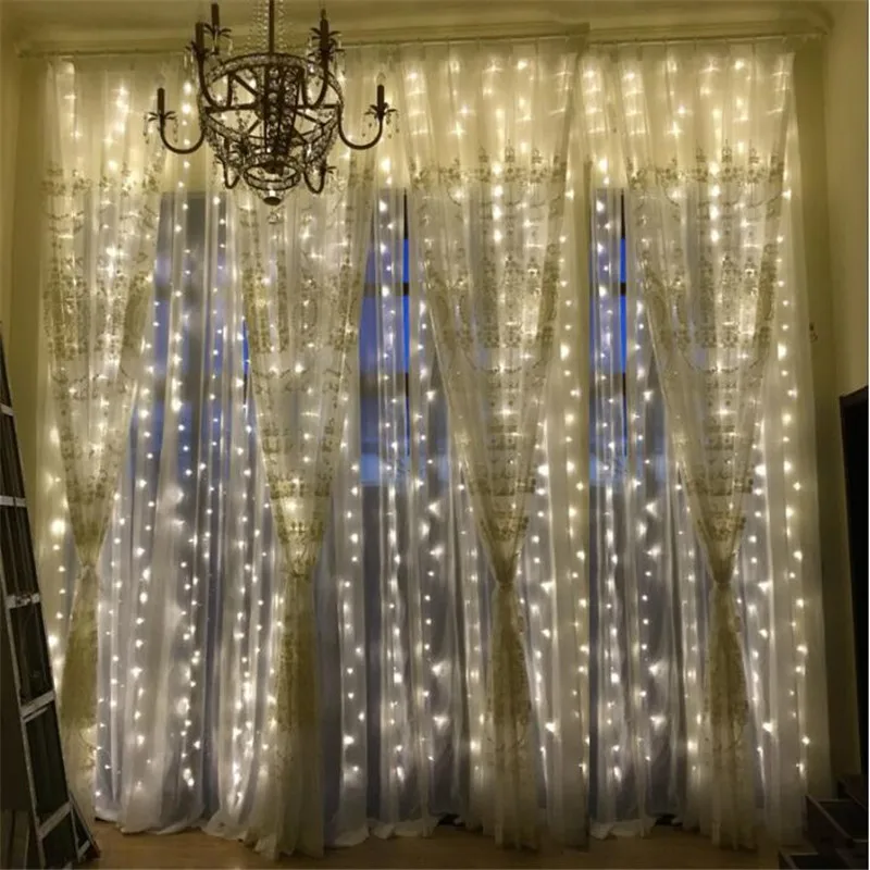 3M x 3M 300LED Outdoor Home Christmas Decorative xmas String Fairy Curtain Strip Garlands Party Lights For Wedding Decorations 14