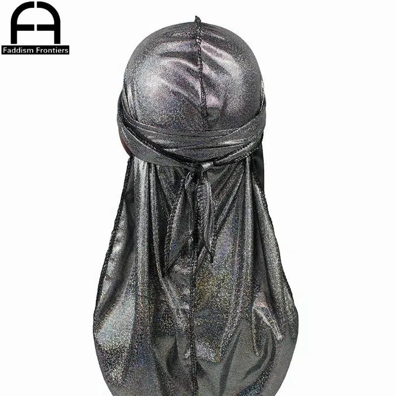 Men's Silky Sparkly Durags Turban Men Durag Shiny Du Rag Bandanas Hat Headwear Headband Hair Accessories Extra Long Tail Du-Rag 9