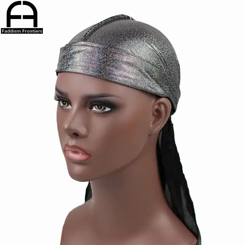 Men's Silky Sparkly Durags Turban Men Durag Shiny Du Rag Bandanas Hat Headwear Headband Hair Accessories Extra Long Tail Du-Rag 10